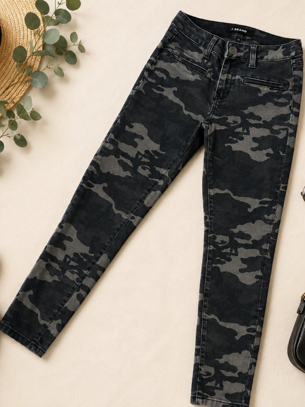 Ashley Mason Camo Skinny Jeans Zip Pocket Stretch Pants Size 5